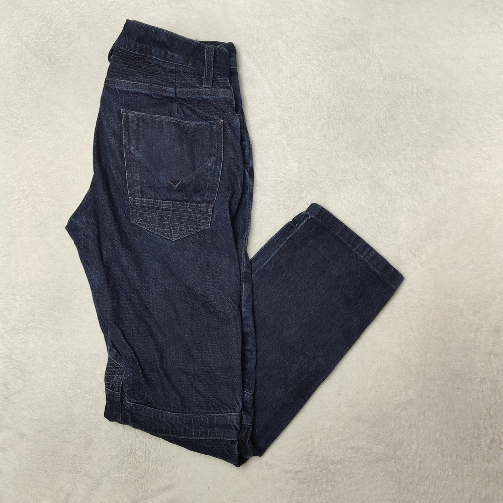 Hudson Jeans Mens 30x30 Blue Slim Blinder Biker Raw Denim Moto Button Fly‎